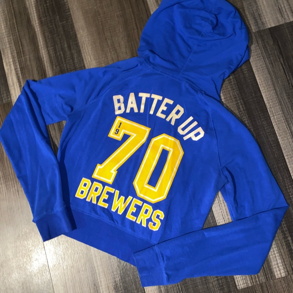 Vs Pink Blue Batter Up Brewers Hoodie